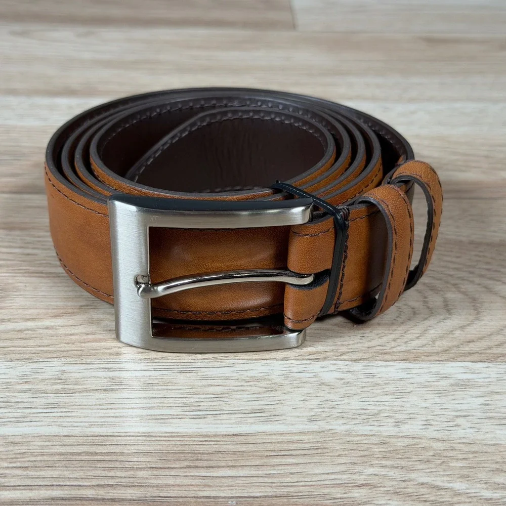 Allen Edmonds Belt Mens 46 Brown Leather Dress Italian Calfskin Made in USA